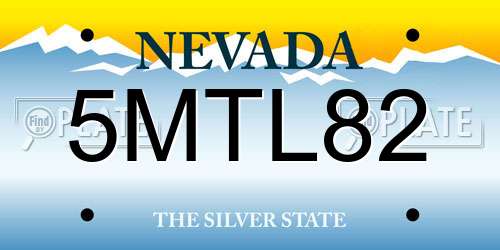 5MTL82 Nevada License Plate