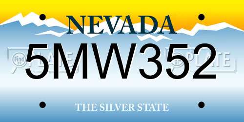 5MW352 Nevada License Plate