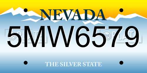 5MW6579 Nevada License Plate