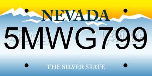 5MWG799 Nevada License Plate