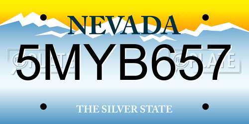 5MYB657 Nevada License Plate