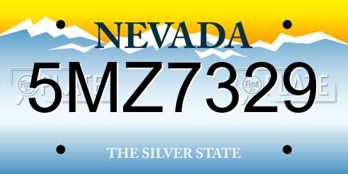 5MZ7329 Nevada License Plate