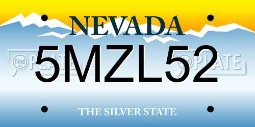 5MZL52 Nevada License Plate