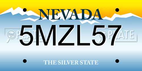 5MZL57 Nevada License Plate