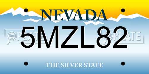 5MZL82 Nevada License Plate