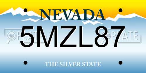 5MZL87 Nevada License Plate