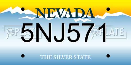 5NJ571 Nevada License Plate