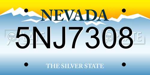 5NJ7308 Nevada License Plate