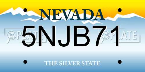 5NJB71 Nevada License Plate