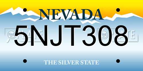 5NJT308 Nevada License Plate