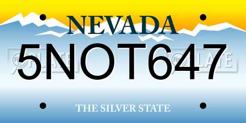 5NOT647 Nevada License Plate