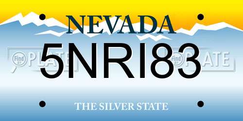 5NRI83 Nevada License Plate