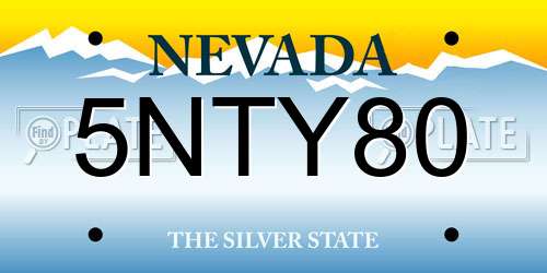 5NTY80 Nevada License Plate