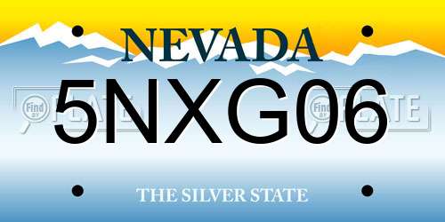 5NXG06 Nevada License Plate