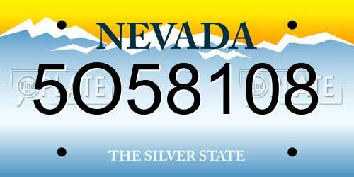 5O58108 Nevada License Plate