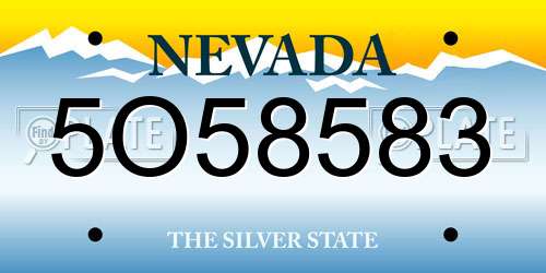 5O58583 Nevada License Plate