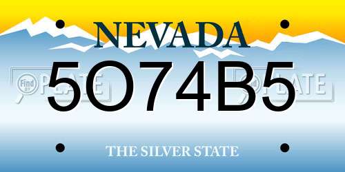 5O74B5 Nevada License Plate