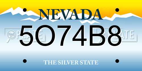 5O74B8 Nevada License Plate