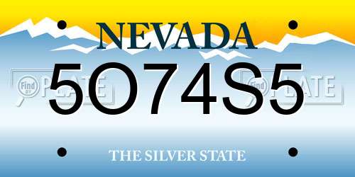 5O74S5 Nevada License Plate