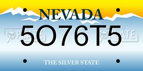 5O76T5 Nevada License Plate