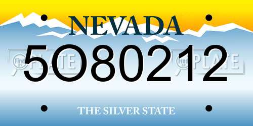 5O80212 Nevada License Plate