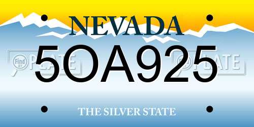 5OA925 Nevada License Plate