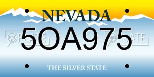 5OA975 Nevada License Plate