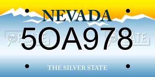 5OA978 Nevada License Plate