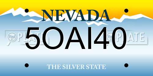 5OAI40 Nevada License Plate