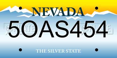 5OAS454 Nevada License Plate