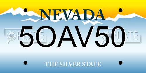 5OAV50 Nevada License Plate