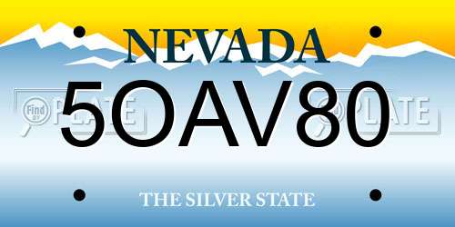 5OAV80 Nevada License Plate