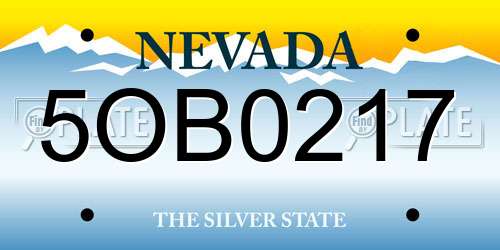 5OB0217 Nevada License Plate