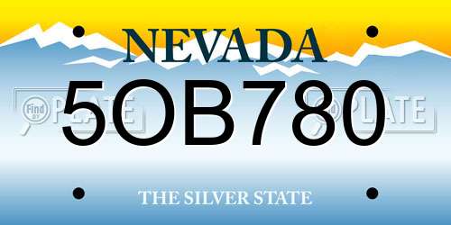 5OB780 Nevada License Plate