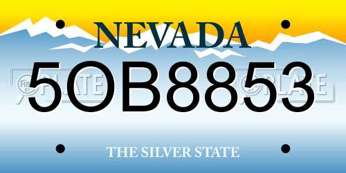 5OB8853 Nevada License Plate