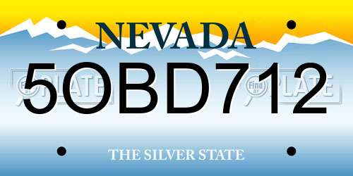 5OBD712 Nevada License Plate