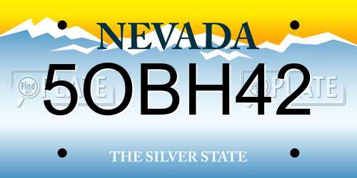 5OBH42 Nevada License Plate