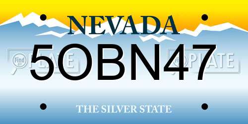 5OBN47 Nevada License Plate