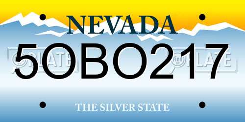 5OBO217 Nevada License Plate