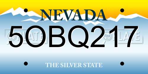 5OBQ217 Nevada License Plate
