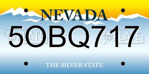 5OBQ717 Nevada License Plate