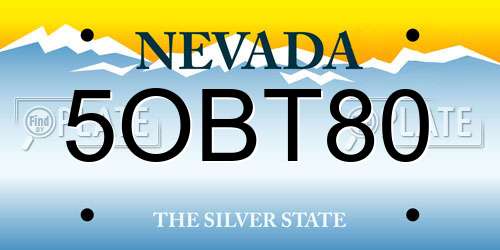 5OBT80 Nevada License Plate