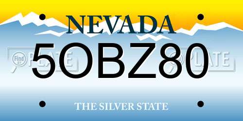 5OBZ80 Nevada License Plate