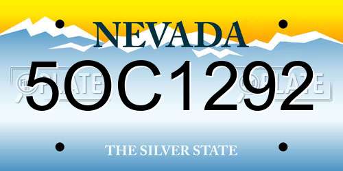 5OC1292 Nevada License Plate