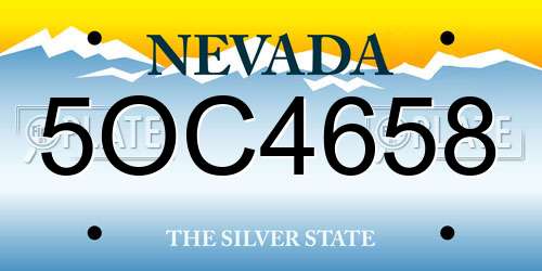 5OC4658 Nevada License Plate