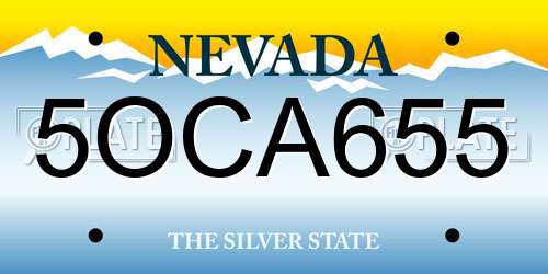 5OCA655 Nevada License Plate