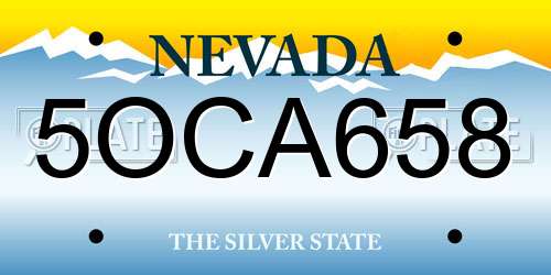 5OCA658 Nevada License Plate