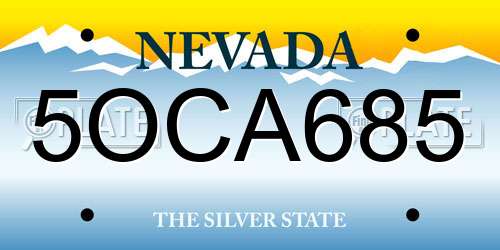 5OCA685 Nevada License Plate