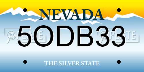 5ODB33 Nevada License Plate