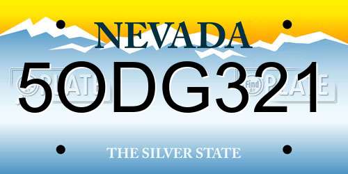 5ODG321 Nevada License Plate